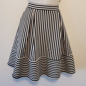Black & White Striped Retro Rockabilly A-Line Skirt Small